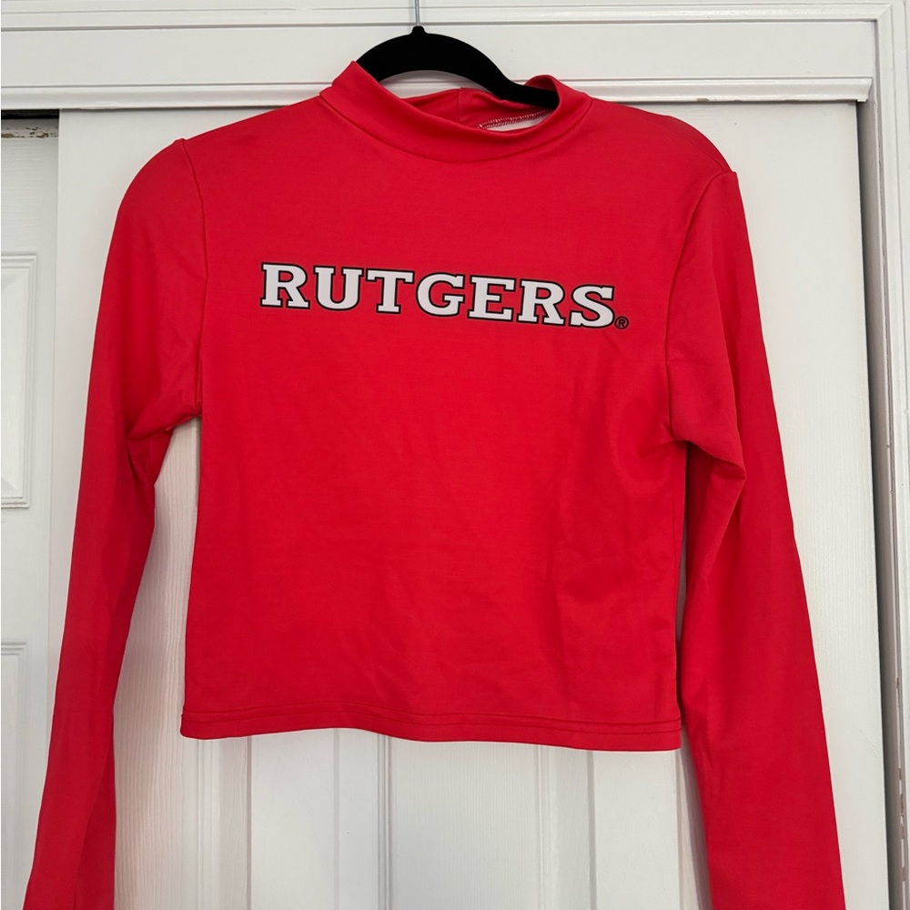 Rutgers Red mock neck Long Sleeve Top